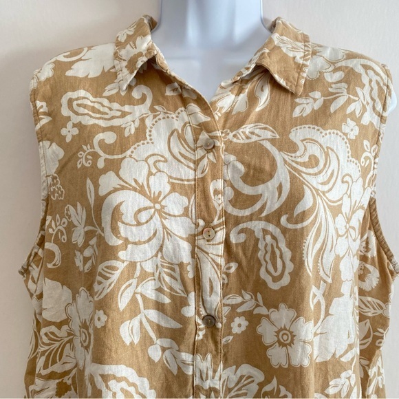 Women's Linen Blend Paisley Floral Top XL Coastal Lightweight Transitional - Picture 2 of 10